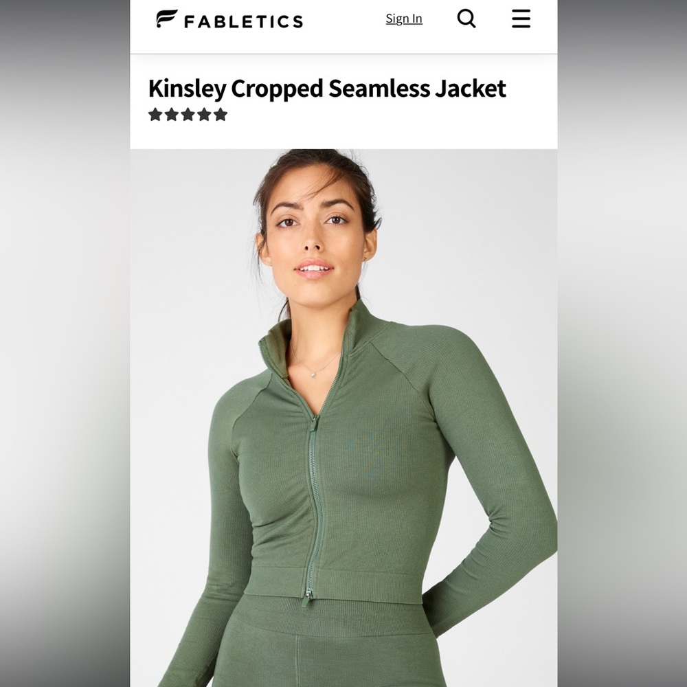 Fabletics Kinsley Cropped Seamless Jacket size Small
